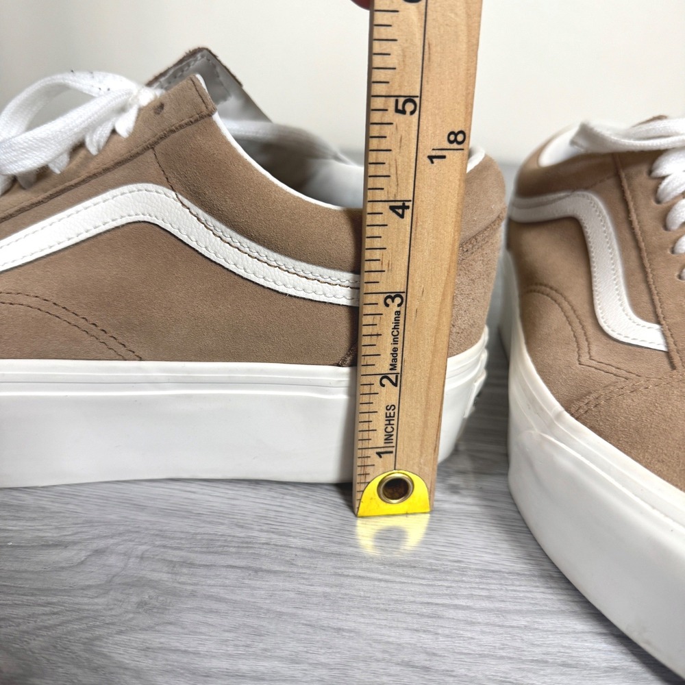 Vans Old Skool Stacked Tan Suede Platform Sneakers Womens 10 721356 Brown - Picture 7 of 7